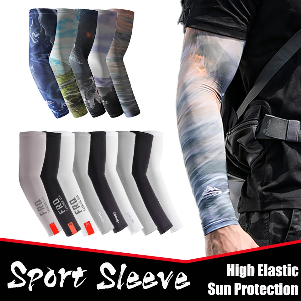 

1 пара спортивных рукавов унисекс, наружная Защита от солнца, защита от УФ-лучей, дышащие нарукавники для велоспорта, ледяной шелк, походы, бе...