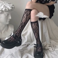 lolita calf mid tube stockings womens summer thin jk breathable black white nightclubs silk socks lace lady rose flower socks