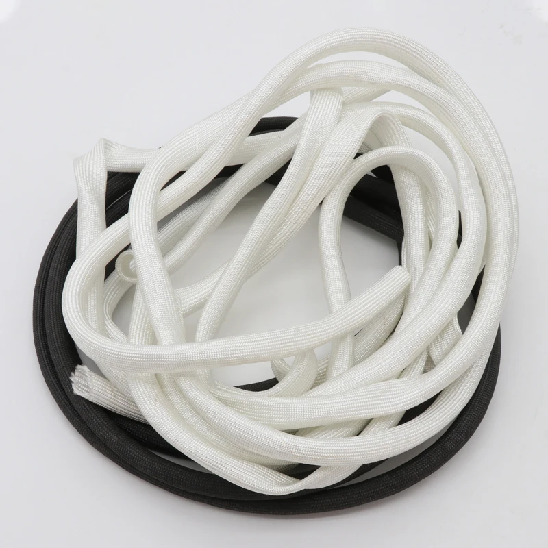 ID 1mm ~ 40 mm Braided Fiberglass Sleeve 600 Deg.C High Temperature Chemical Glass Fiber Tube Fiberglass Sleeving Black White
