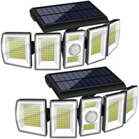 solar motion sensor lights outdoor 5 heads 300 led solar street lamp waterproof 360%c2%b0 adjustable wide angle solar security lights