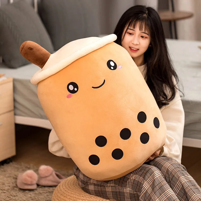 

25-50CM Real-life Bubble Tea Plush Toy Stuffed Food Milk Tea Soft Doll Boba Fruit Tea Cup Pillow Cushion Kids Toys Birthday Gift