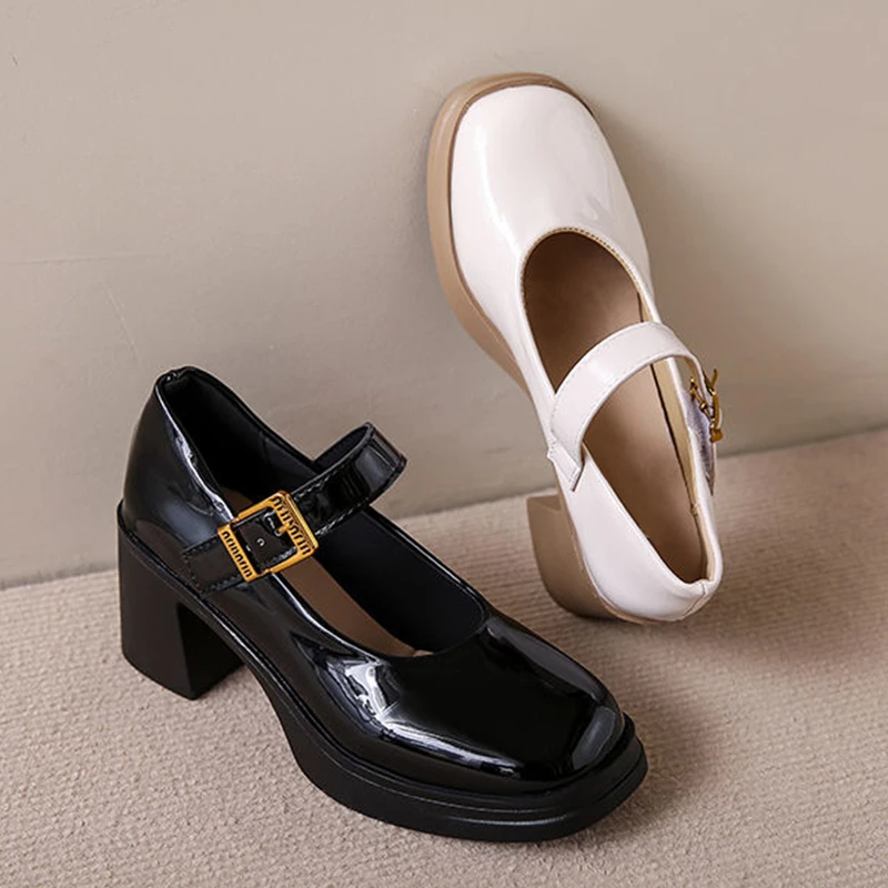 Туфли Мэри Джейн на одной пуговице женские летние винтажные белые туфли средней