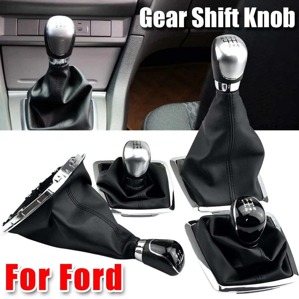 

Для Ford Focus 2 MK2 FL C-MAX 2006-2011 5 6 Speed Shifter Автомобильная Кожаная Ручка рычага переключения передач головка рычаг Крышка Аксессуары