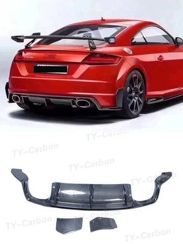 Стандартный задний диффузор TTRS для Audi TT MK3, диффузор заднего бампера из натурального углеродного волокна, разветвитель губ, спойлер 2015-2019
