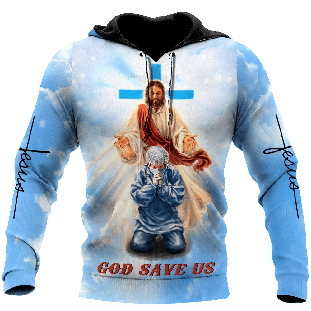 

CLOOCL Christian Catholic Jesus Hoodie 3D Pattern God Save US Fashion Pullover Casual Hip Hop Streetwear Coat Sudadera Hombre