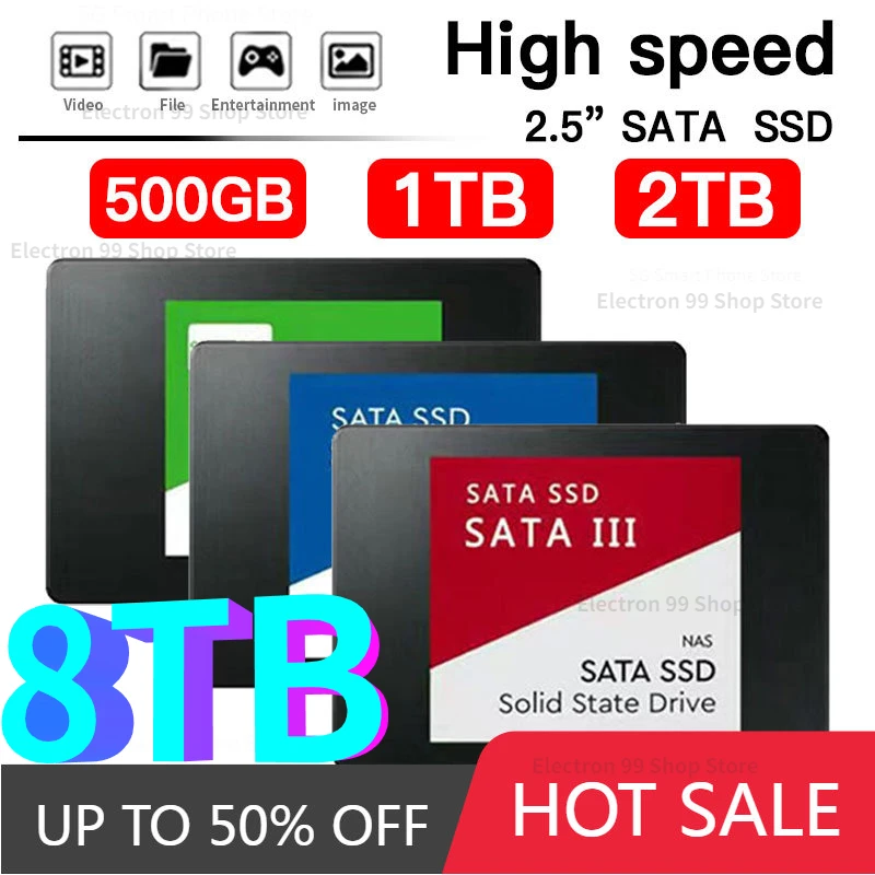 

Fast SSD 2.5Inch 8TB Portable Solid State Disk 500GB 1TB Hard Drives For notebook Desktop multicolor Internal Solid State Drive