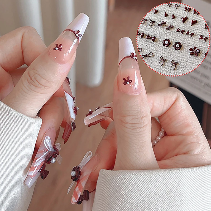 2 шт. лента с бантом и жемчугом подвески для дизайна ногтей 3D бант из смолы