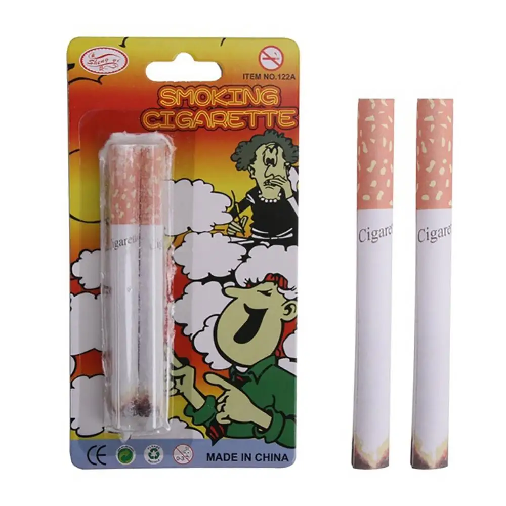 2Pcs Paper Fake Smoking Cigarette Funny Lint End Practical Jokes Trick Prank Surprising Toy Party Cosplay Cigarette Tricky Toys