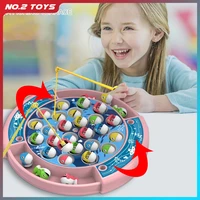kids fishing toys electric rotating fishing play game musical fish plate set magnetic outdoor toys for children restless games