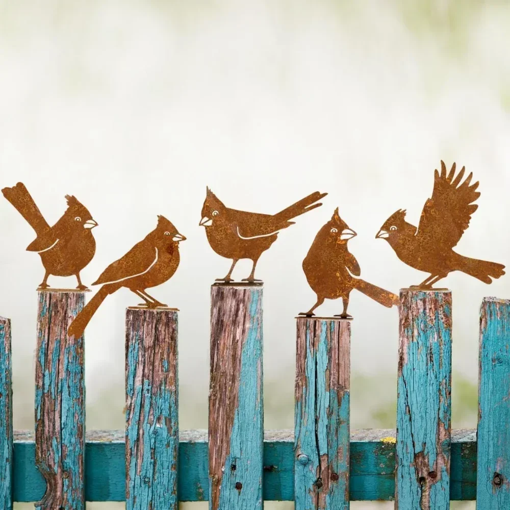 Очаровательный уличный металлический декор в виде птиц – добавление ржавого