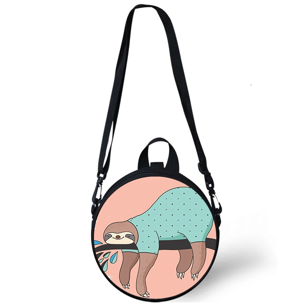 Folivora sloth slow lovely Child kindergarten Bag 3D Print Crossbody Shoulder Bags School Women Mini Round Bagpacks Rugtas Bag