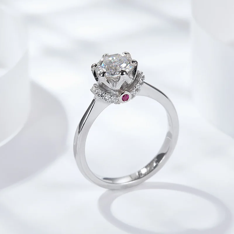 

D color moissanite diamond ring female silver ring one carat ring S925 gift wholesale moissanite silver ring female silver ring