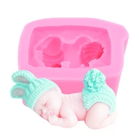 sleeping baby silicone mold for diy candle soap making baby 100days birthday party gifts