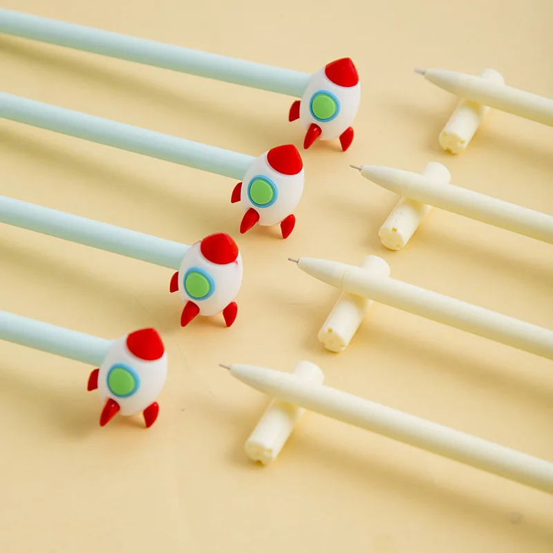 

2 pcs/lot Creative Spaceship Rocket Gel Pen Ink Pen Promotional Gift Stationery School & Office Supply