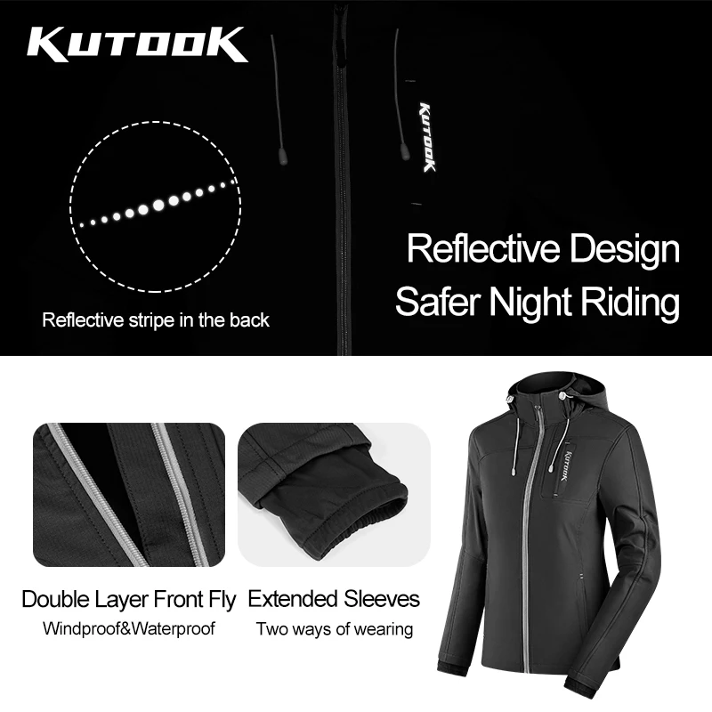 Зимние женские велосипедные куртки kutake с капюшоном теплый флисовый дождевик для