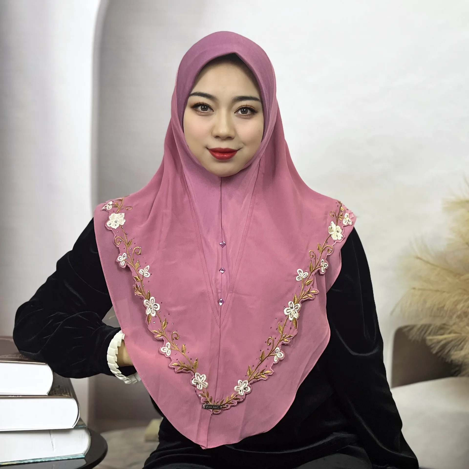 Двойной пуловер платок с вышивкой кружевной этнический однотонный женский для