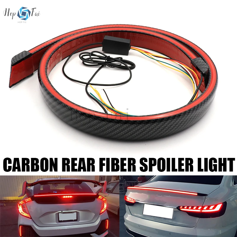 

Universal Carbon Fiber Multifunction Trunk Spoilers LED Light Strip 1.2M Car Exterior Rear Spoiler Turn Signal Brake Lamp
