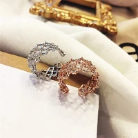 2022 new fashion korean party fresh opening rings contracted women fine crystal trend geometric adjustable ring jewelry