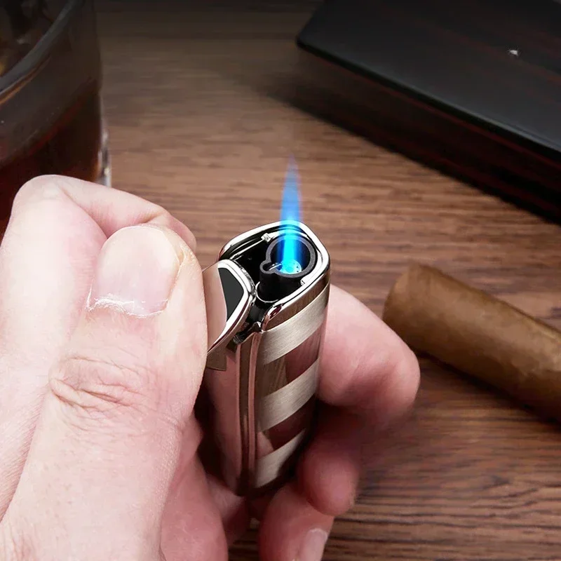 Фото Новая горячая распродажа HONEST Strip Jet Torch, компактная надувная металлическая зажигалка с прямым пламенем, классический модный подарок для друга №2