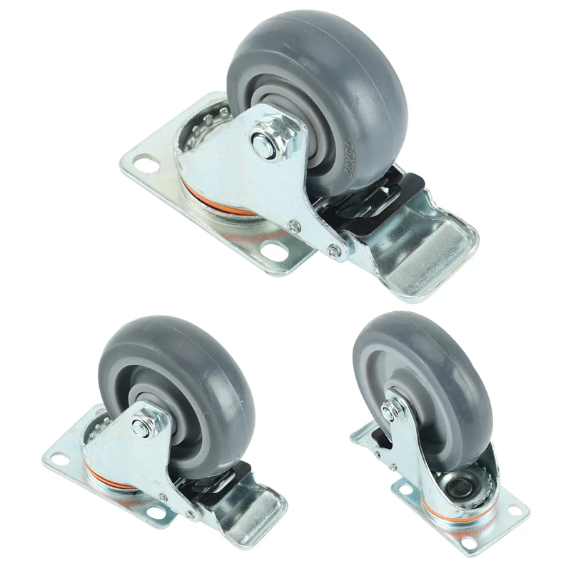 

Casters, 4 Medium And Light Duty Wheels With Brakes, Noiseless TPR Casters With Locking, For Furniture/Workbench