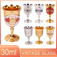 30ml wine glasses champagne glasses goblet cocktail cup alloy metal retro european style wine glass gift for bar home decor