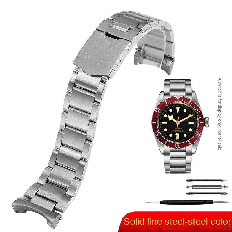 Фото Твердый изогнутый 22 мм для Tudor Black Bay 79230 79730 Heritage Chrono, ремешок для часов без заклепок, ремешок для часов из нержавеющей стали, браслет на запястье №5