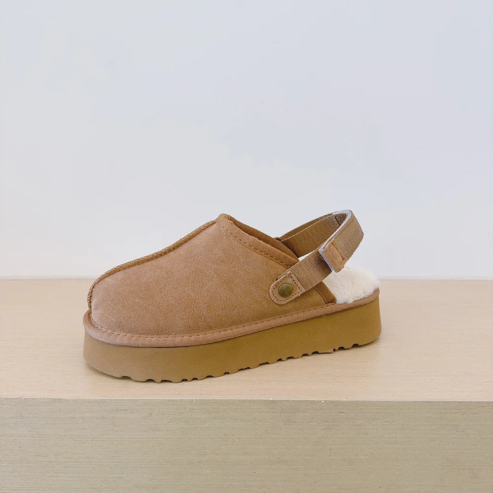 Кожаные шлепанцы с закрытым носком для мужчин и женщин удобные меховые сандалии