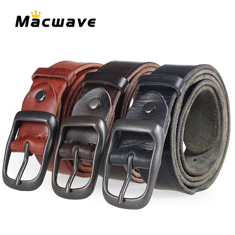 High Quality Cowhide Genuine Leather Belts For Men Male Pin Buckle Jeans Cowboy Mens Belt Luxury Designer Cinturones Para Hombre