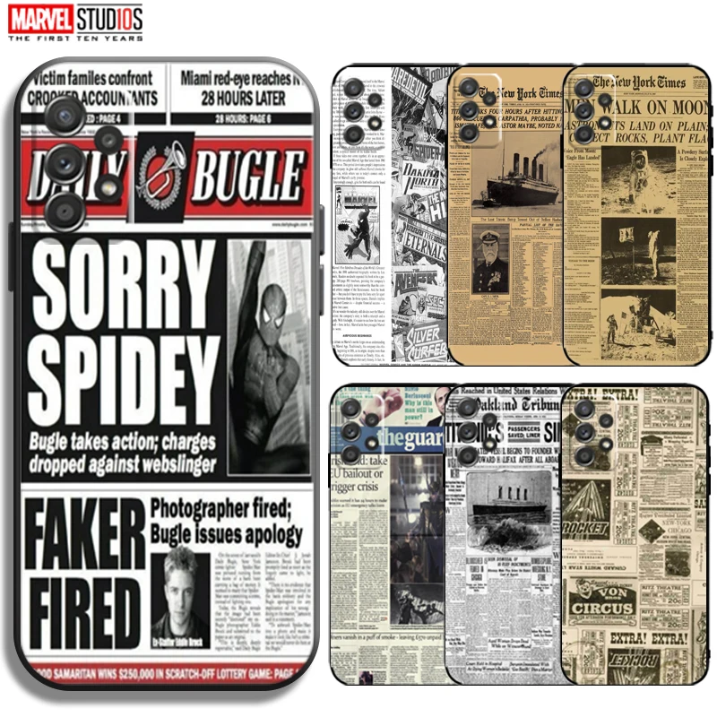 

Marvel Nostalgic Newspaper Phone Case For Samsung Galaxy A72 5G 4G Coque Funda Black Bumper