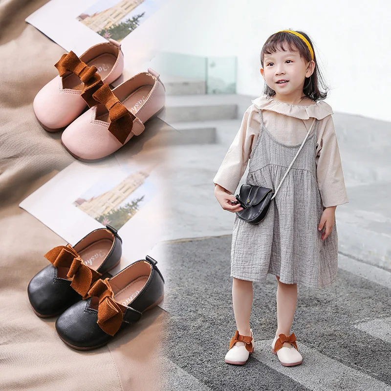 

Autumn Princess Toddlers Little Girls Leather Shoes T-Strap with Bow-Knot Kids Soft Flats Cut-Outs Dress Shoes Mary Jane Shoes