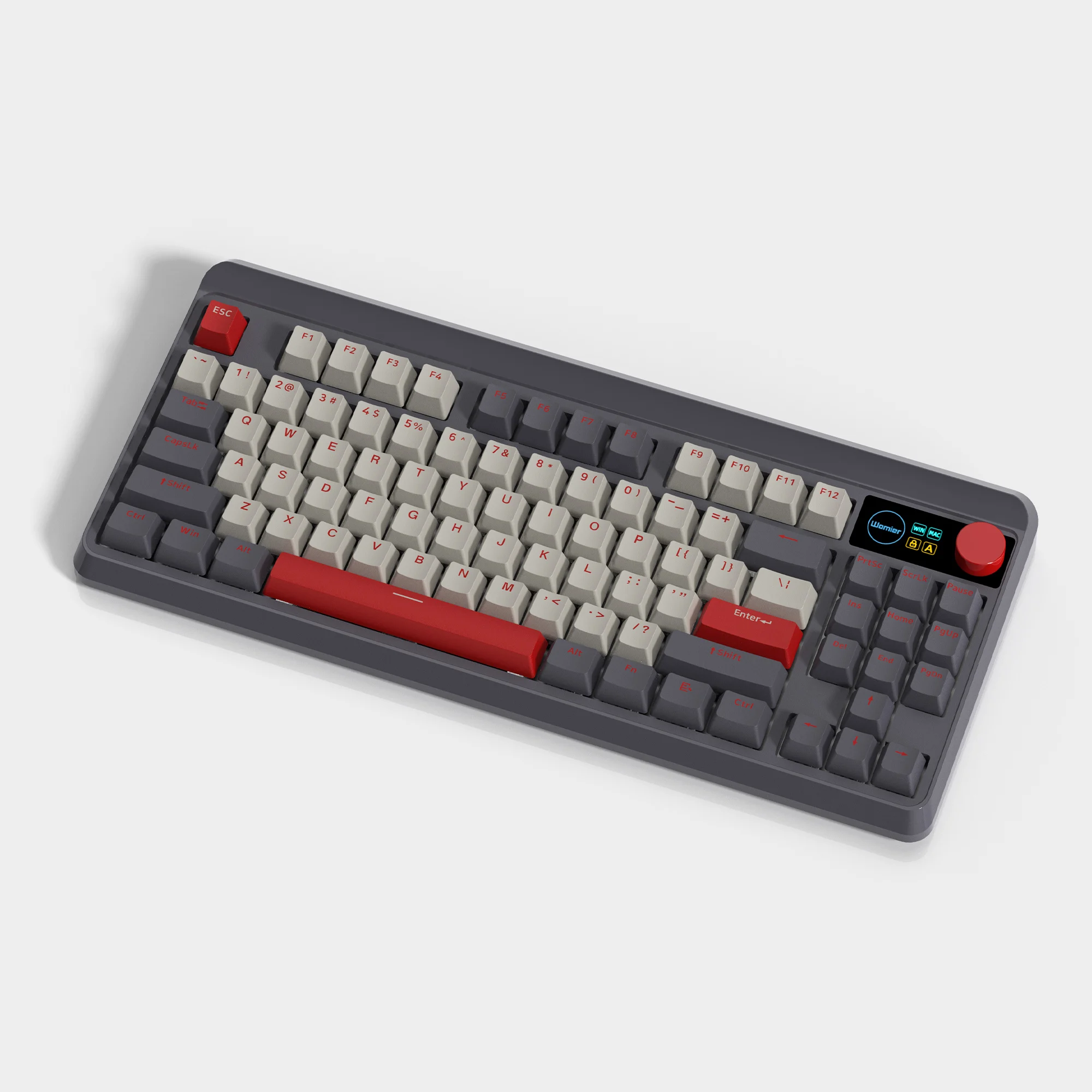 M87 PRO Ретро Серый Красный OLED-дисплей Ручка 75% TKL Трехрежимная Беспроводная