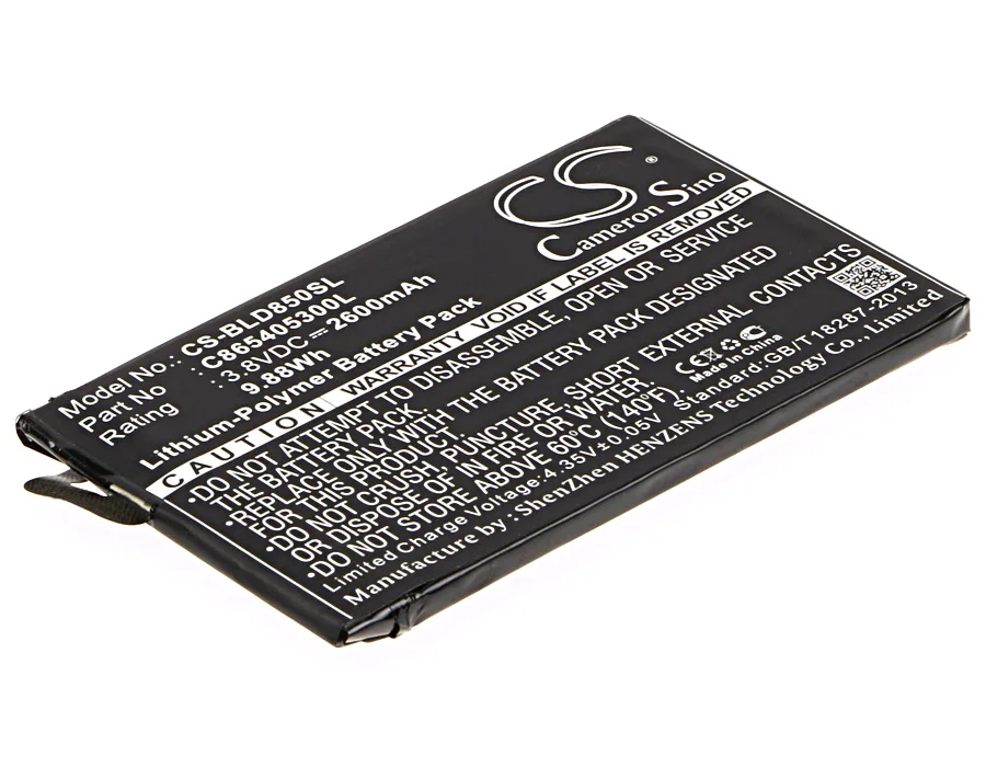 

CS 2600mAh/9.88Wh battery for BLU D850Q,S0190UU,Studio XL,Studio XL 6.0 HD,Studio XL LTE C865405300L,SL1805A