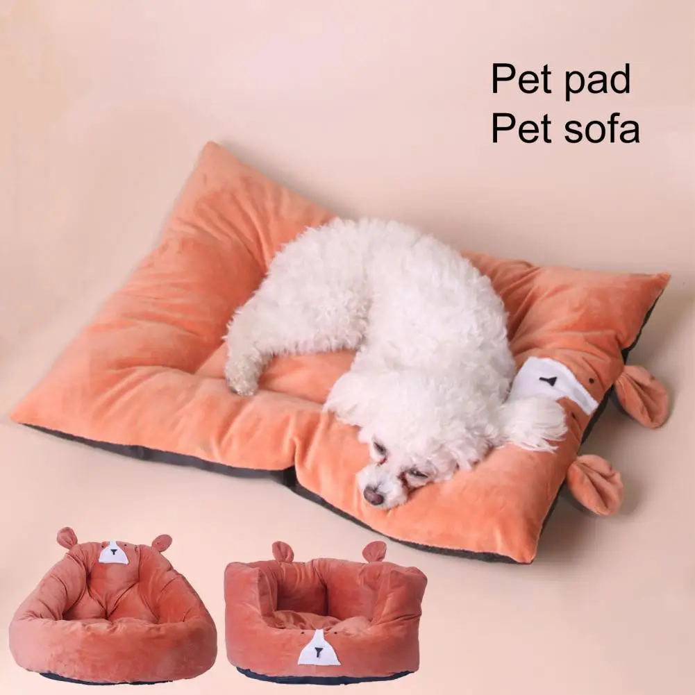 

Winter Warm Plush Pet Bed Sofa Cushion Cave Slip-resistant Bottom Washable Cartoon Bear Pattern Dog Cat Kennel for Cage