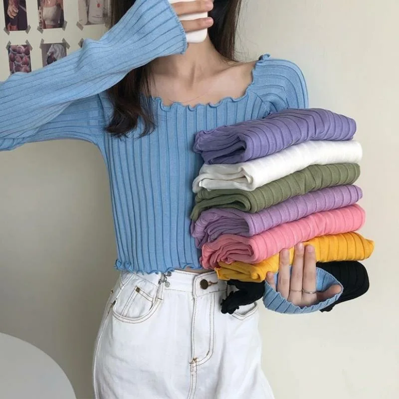 

Candy Bottom Shirt Women Clothes Spring Knitting Sweater Pullovers Women Sexy Cross Tops Turtleneck Knitted Sweater Chic Female