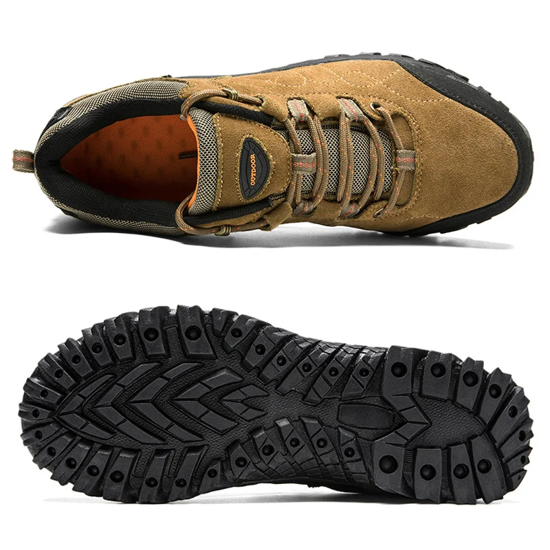 SALUDAS Hiking Shoes Men Waterproof Hunting Boots Tactical Trekking Shoes Genuine Leather Outdoor Camping Casual Sneakers Male