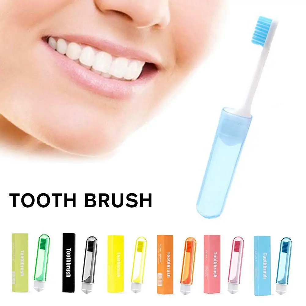 Transparent Portable Health Travel Camping Portable Soft Outdoor Tooth Brush Business Trip Folding Toothbrush Oral Cleaning