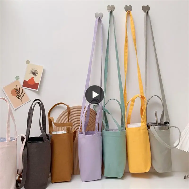

Portable Water Bottle Cover Canvas Dual Purpose Canvas Bag Can Cooler Multi Scene Use Handbag Creative Mobile Phone Bag Shoulder