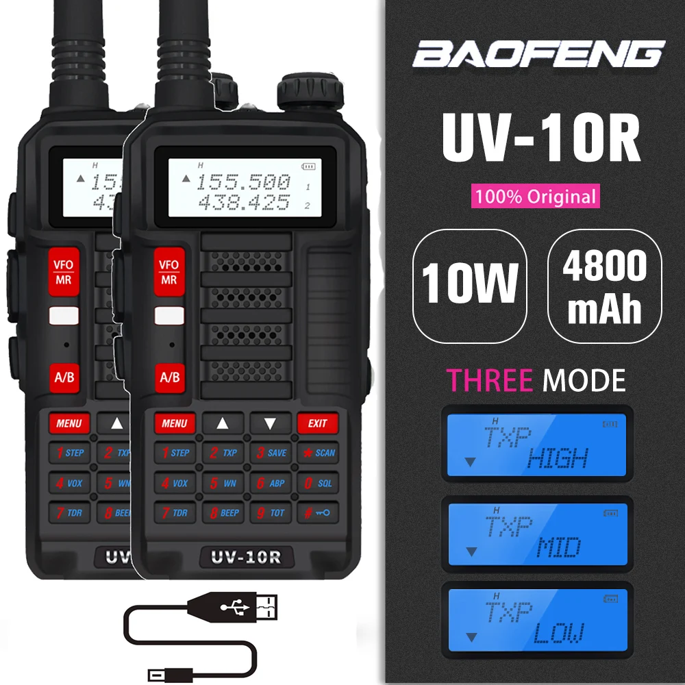 

New 2022 Baofeng Uv10R 10w Professional Walkie Talkie For Hunting 10 Km City Ham Radio Station Amateur Updated Vhf Uhf Ham Radio