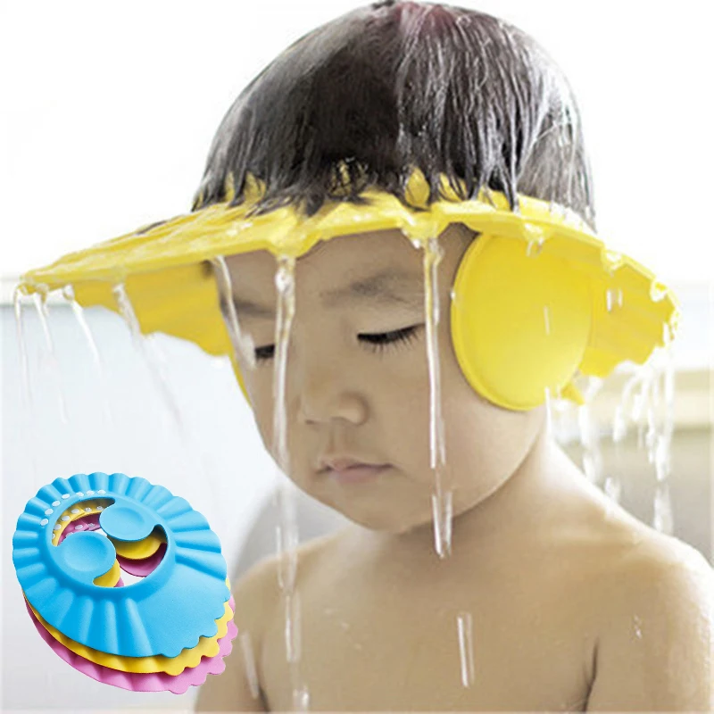 

Safe Shampoo Shower Bathing Bath Protect Soft Cap Hat For Baby Wash Hair Shield Bebes Children Bathing Shower Cap Hat Kids New