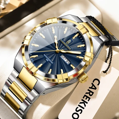 CAREKISO мужские кварцевые часы из нержавеющей стали