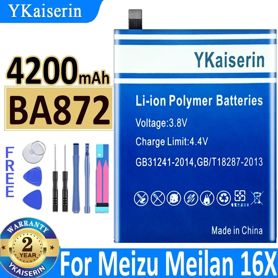 Аккумулятор YKaiserin для Meizu Meizy Meilan BA872 BA811 BA871 BA721 BU10 Note 6 Note6 16X M15 M6 6T M6T M811H M811Q M721Q Bateria