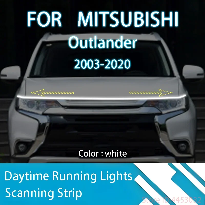 

DRL Start Scan Strips Light для Mitsubishi Outlander 2003-2020 Автомобильный светильник на капоте, декоративная лампа окружающего освещения 12 В, 59 дюймов, водонепроницаемая