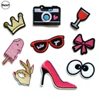 1 шт. очки вышитые патчи из железа на одежду DIY полосатая одежда Popcorn наклейки на заказ значки для мороженого @ G