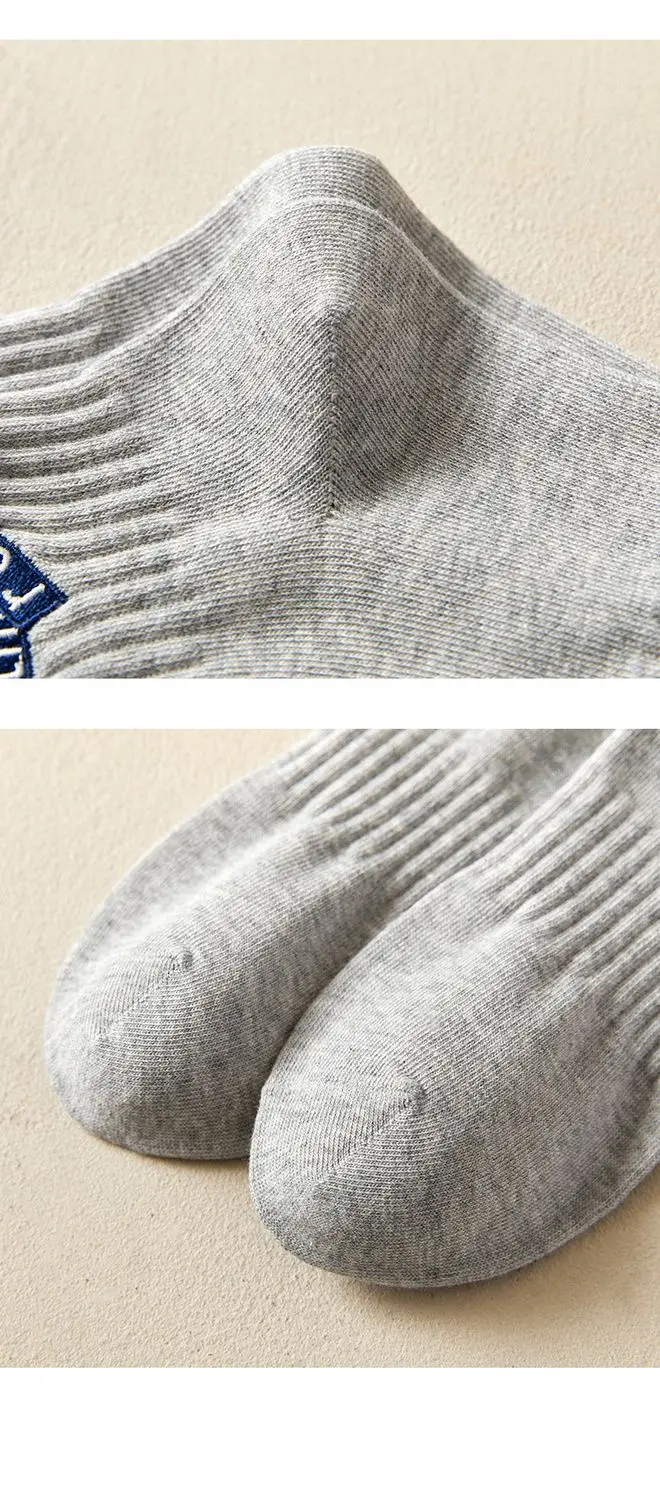 2023 All Season Men Fashion Soft Solid Casual Simple Alphabet Breathable Cotton Warm Boy Mid-height Socks