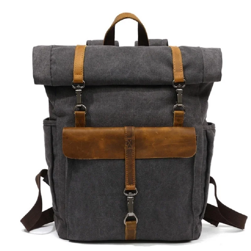 

vintage Canvas Leather Backpacks Traveling Laptop backpack school bags for Teenagers Back Pack Student Computer Rucksacks