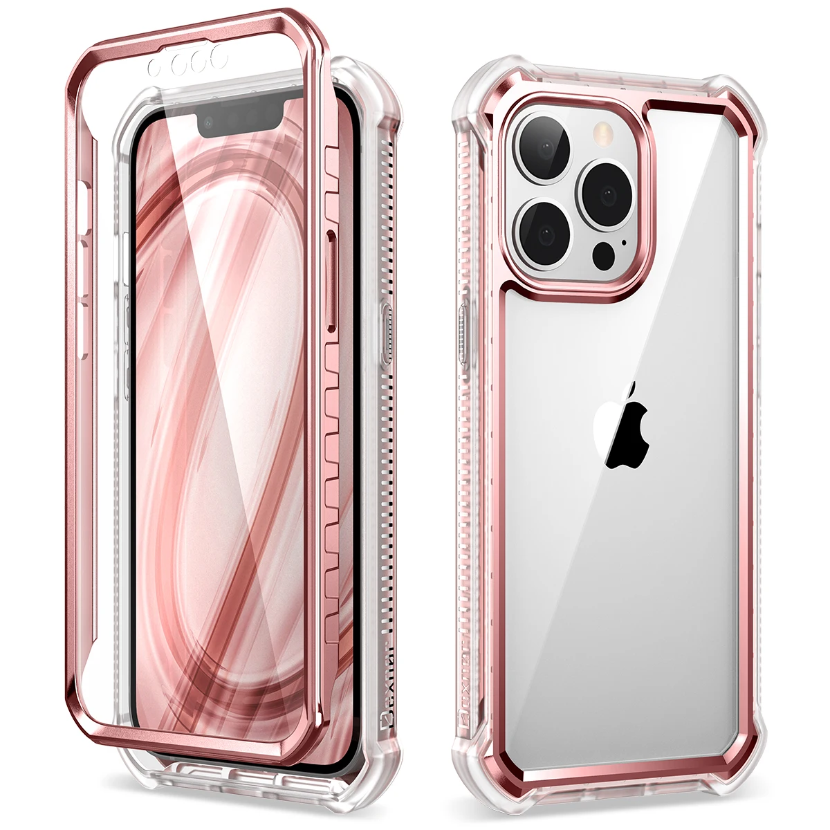 

SURITCH Luxury Anti-Bump Rugged Transparent Clear Case for iPhone 13 Pro Max With Built-in Screen Protector Plating Frame Case