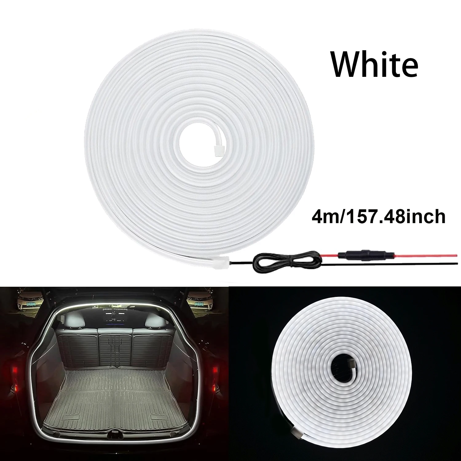

Универсальная Светодиодная Лента Для Багажника Автомобиля, 12В, Яркая Декоративная Подсветка, Гибкая, 4м/157.48 Дюймов