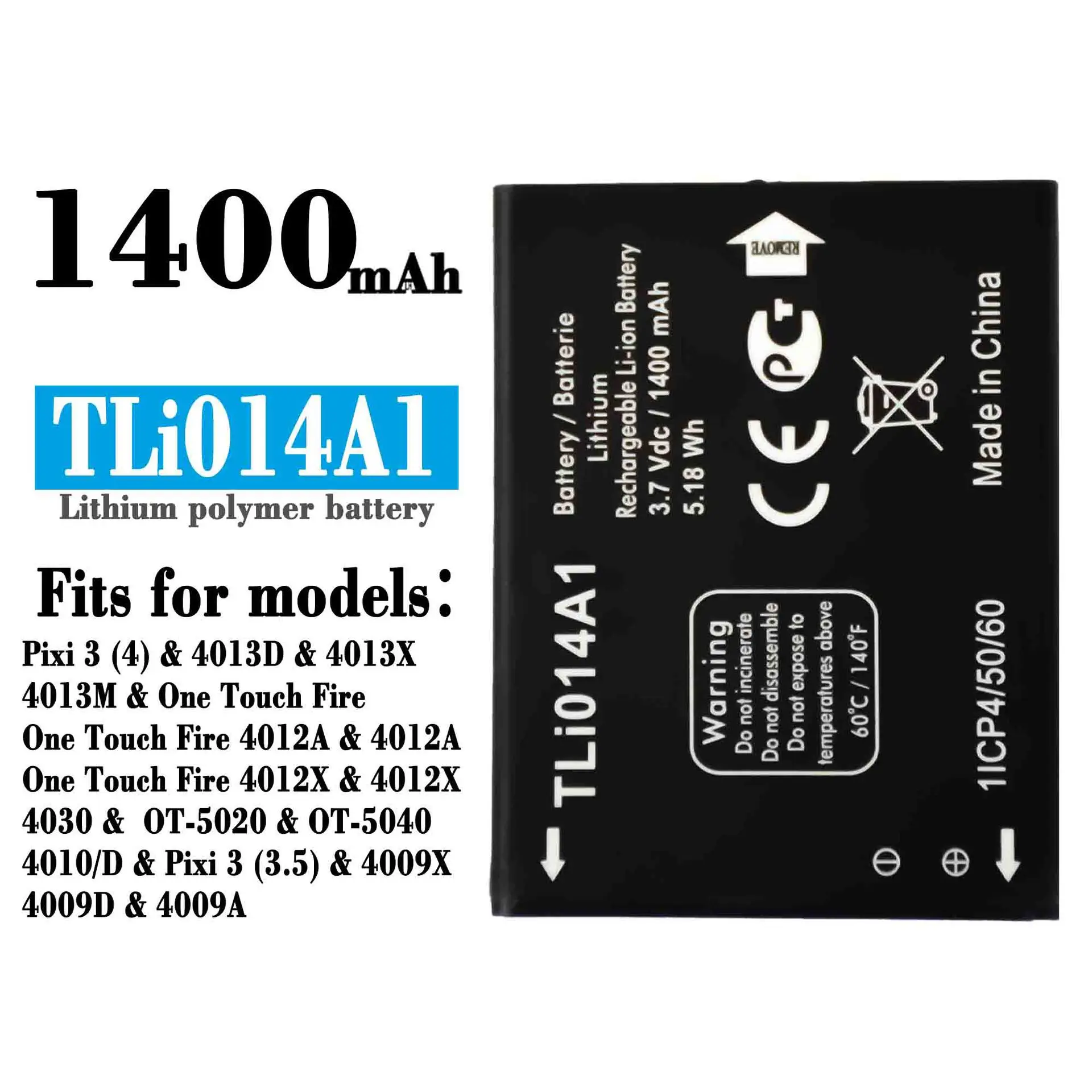 

100% Orginal High Quality Replacement Battery For alcatel Pixi3 4013D One touch Tli014A1 Mobile Phone New Lithium Batteries