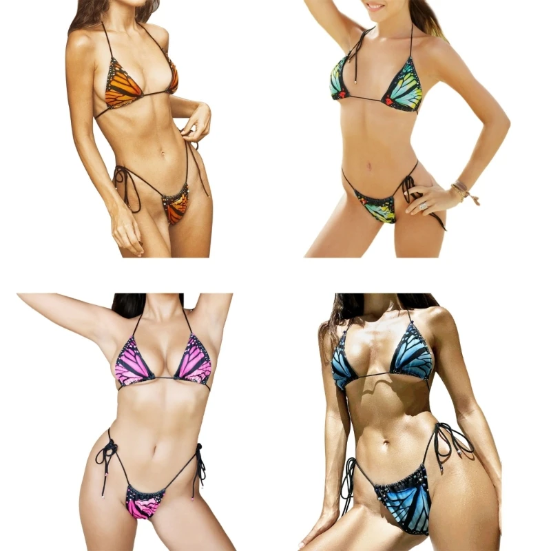 

Женский сексуальный комплект бикини с лямкой на шее, сексуальный женский комплект бикини с высоким вырезом, купальник с завязками и низкой талией