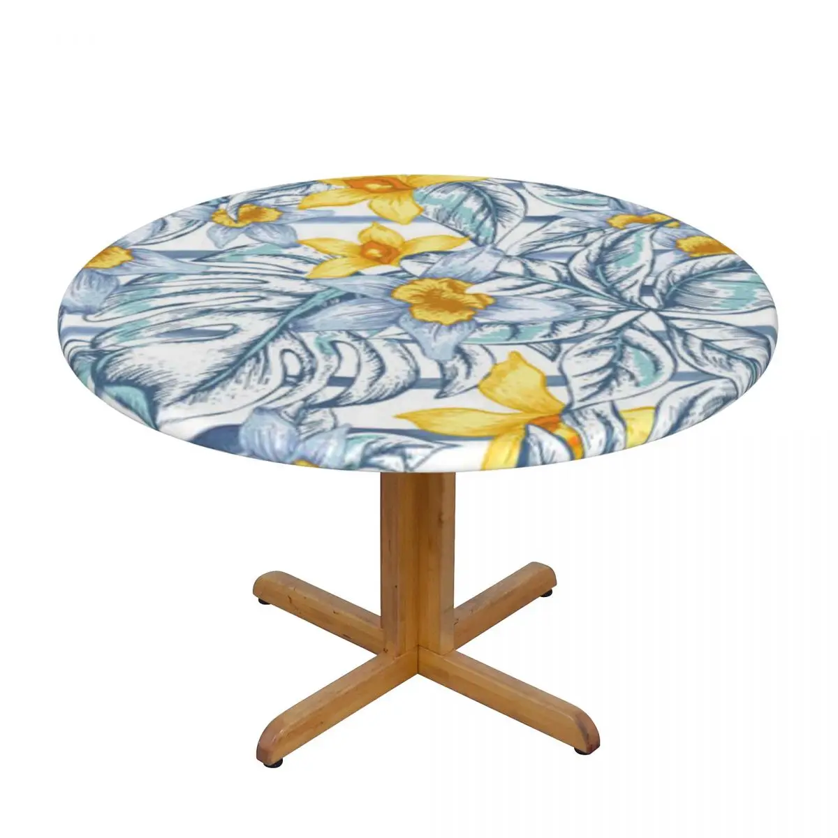 

Круглая скатерть с защитой от ожогов, мягкая стеклянная скатерть с изображением цветов и листьев, экзотическая Орхидея, тарелка для кухни и ...